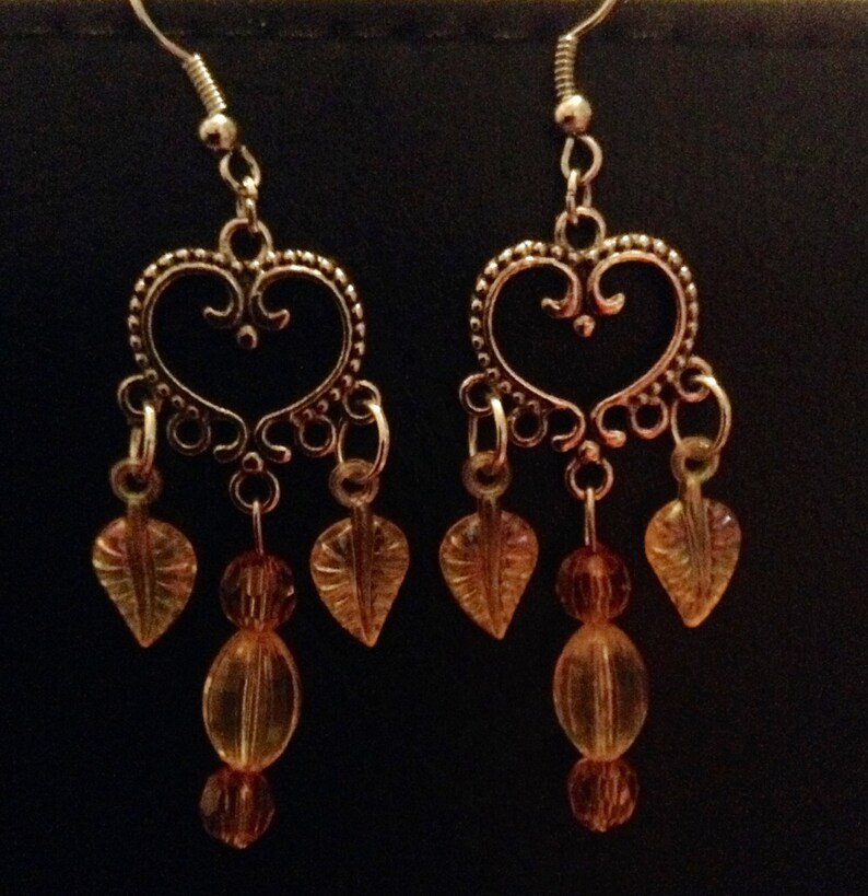 Heart pendant and bead earrings