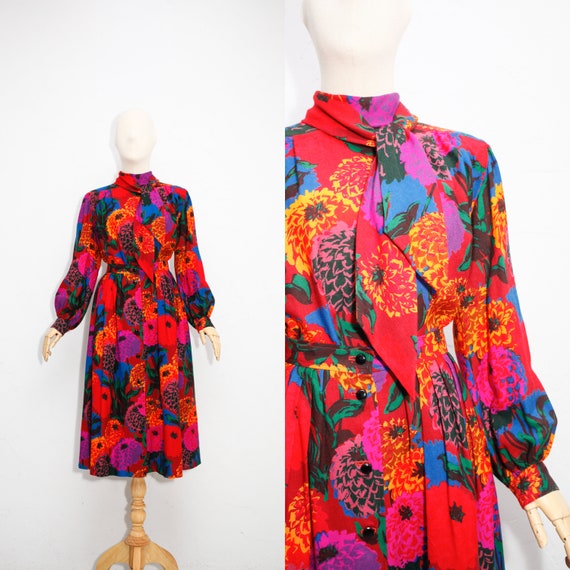 UNGARO 80s Vintage Wool + Silk Dress | Colorful Da