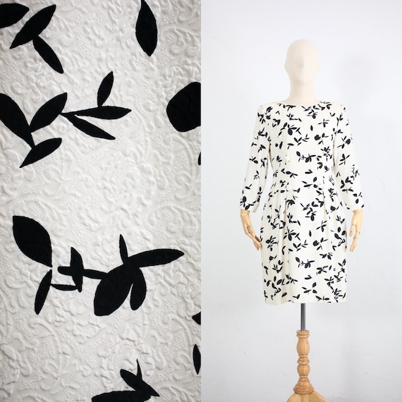 Vintage 90s Silk Dress | Black and White Silk Shea