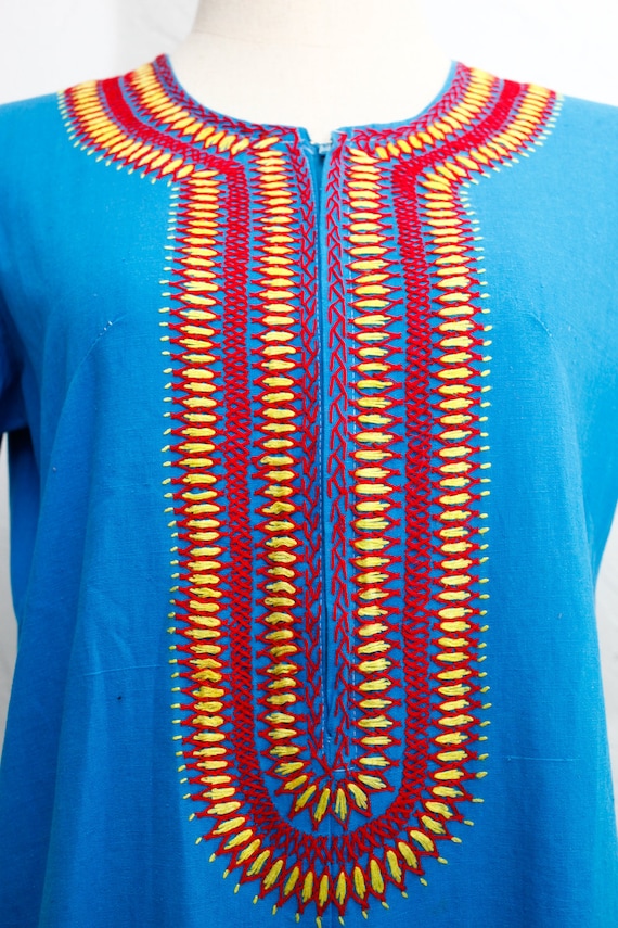 Vintage Dashiki Shirt | 60s Indian Cotton Embroid… - image 4