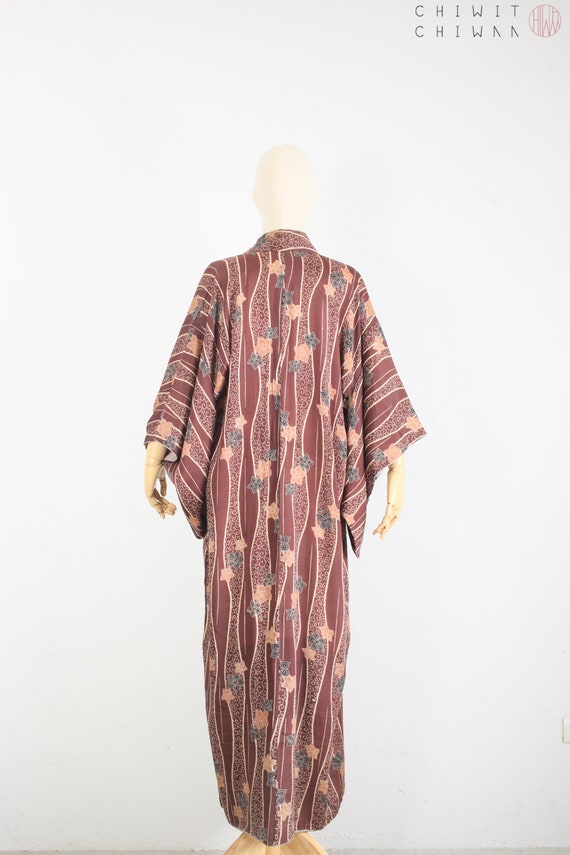 Vintage Japanese Silk Kimono | 1960s Silk Hand Ba… - image 8