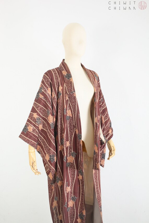 Vintage Japanese Silk Kimono | 1960s Silk Hand Ba… - image 4