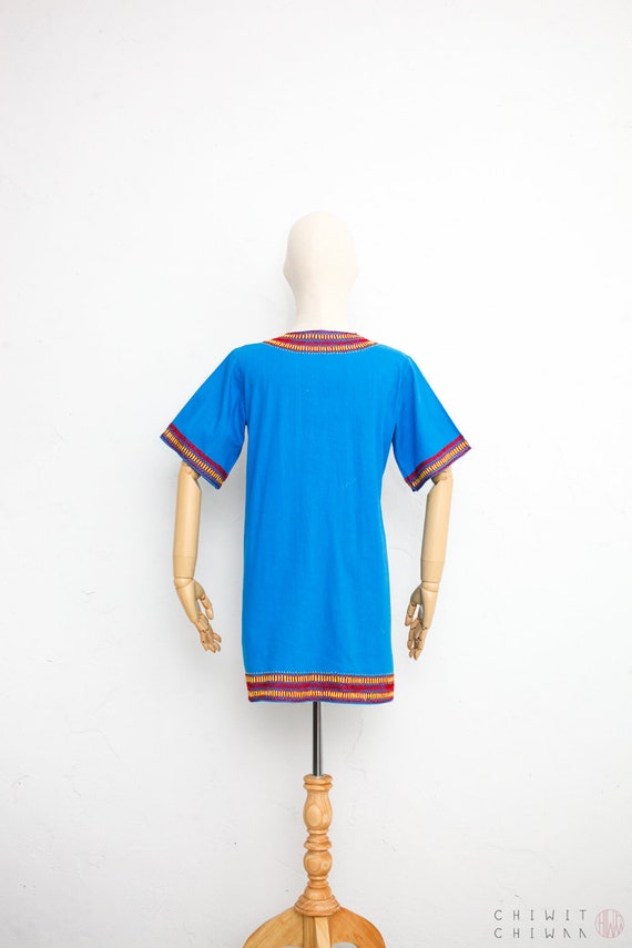 Vintage Dashiki Shirt | 60s Indian Cotton Embroid… - image 7