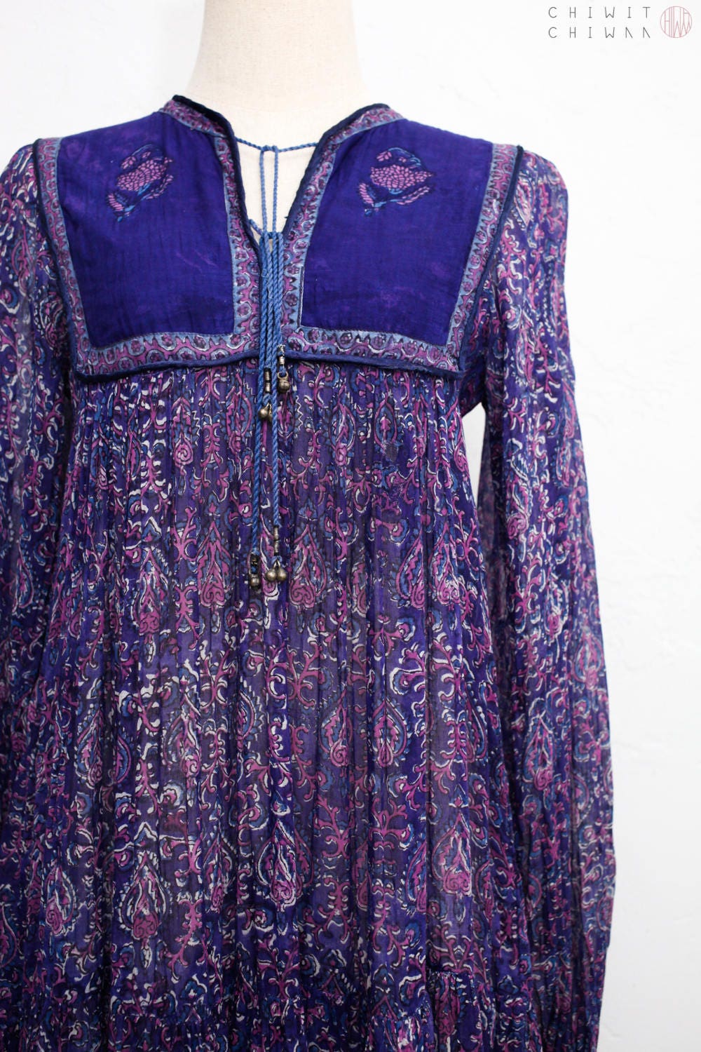 Vintage PHOOL Dress 70s Indian Gauze Cotton Dress Sheer Etsy