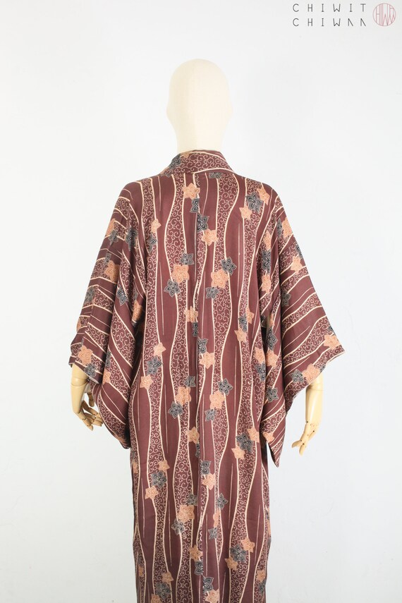 Vintage Japanese Silk Kimono | 1960s Silk Hand Ba… - image 7