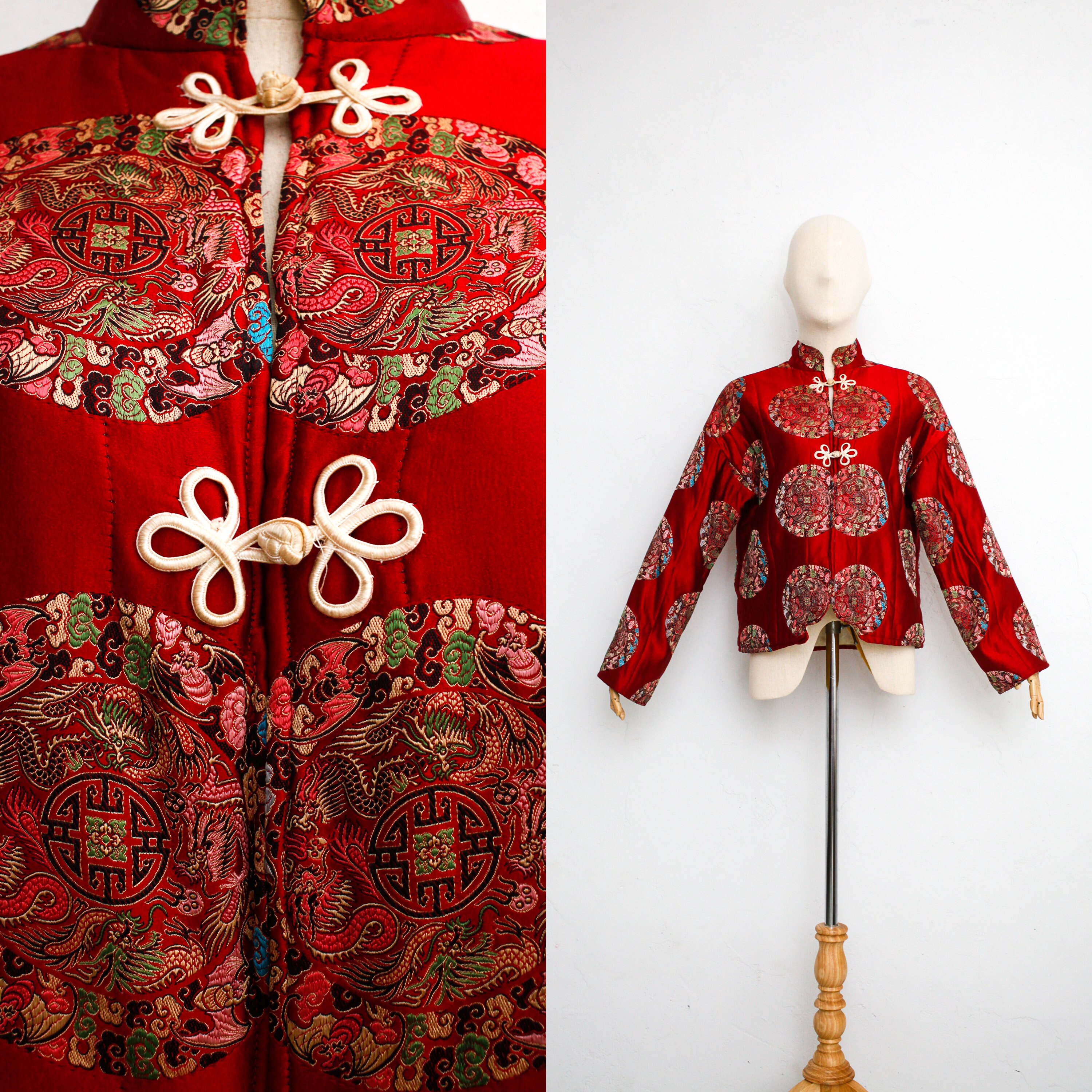 50s Vintage Chinese Silk Satin Jacket Chinese Hand Etsy