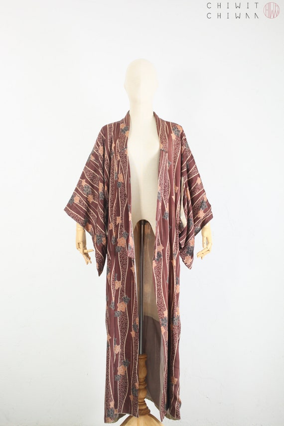 Vintage Japanese Silk Kimono | 1960s Silk Hand Ba… - image 2