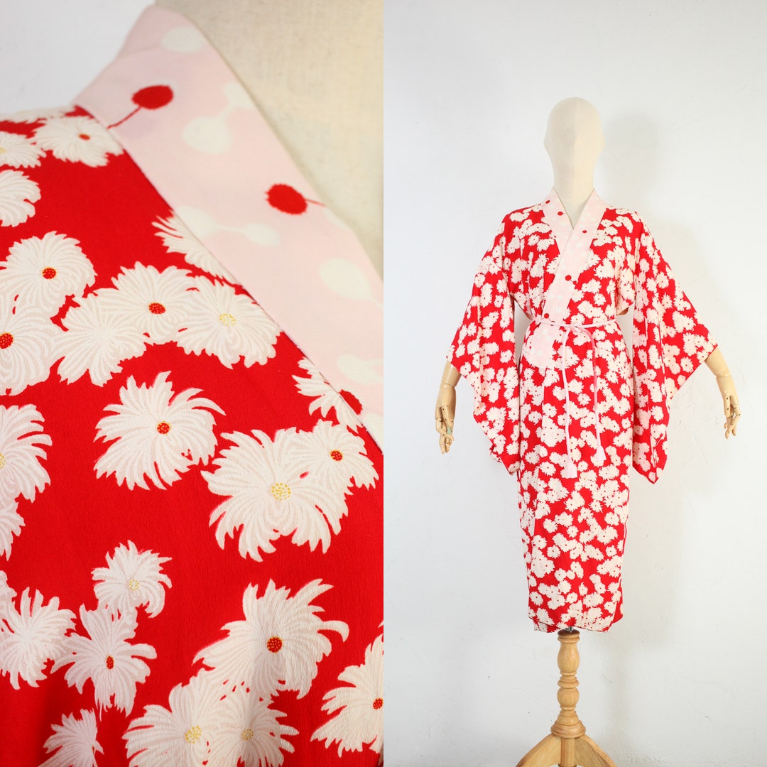 Vintage Japanese Rayon Kimono Nagajuban Kimono Undergarment Etsy