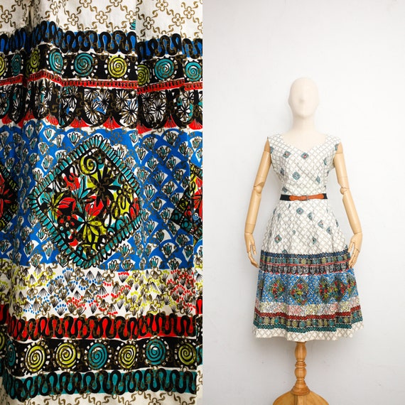 Vintage 50s Dress | Vintage Shirtwaist Dress | Whi