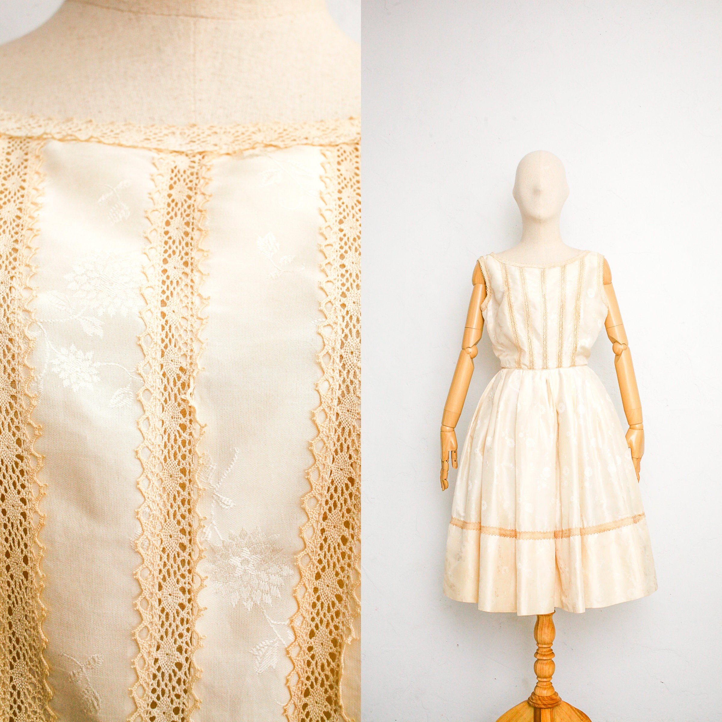 Vintage Tailored 1950s Dress in Ivory Silk Organza main image 1
