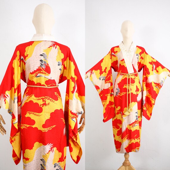 Antique Japanese Kimono | 20s 30s Silk Satin Damas