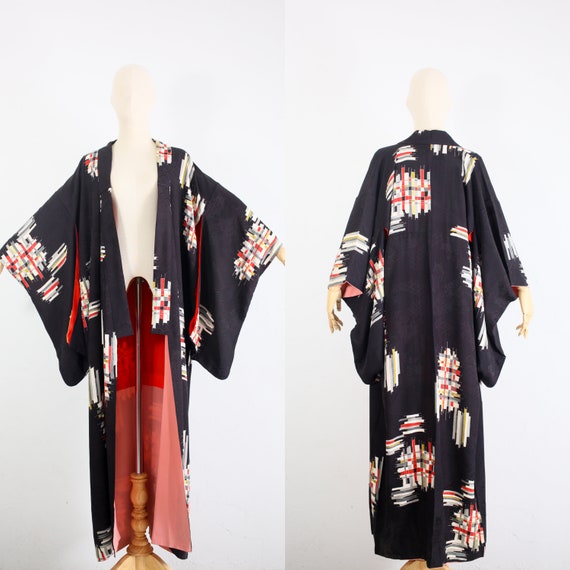 Vintage Japanese Silk Kimono | 1930s Silk Crepe Br