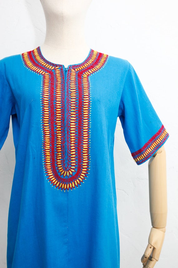 Vintage Dashiki Shirt | 60s Indian Cotton Embroid… - image 3