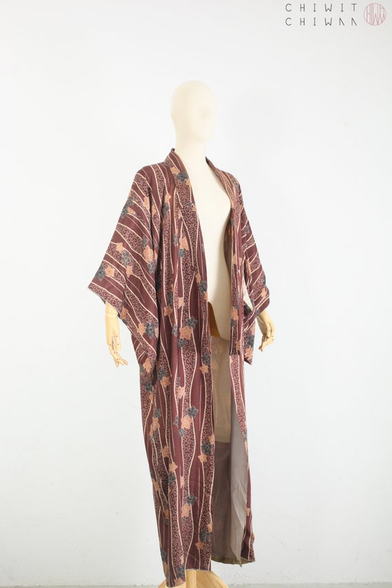 Vintage Japanese Silk Kimono | 1960s Silk Hand Ba… - image 5