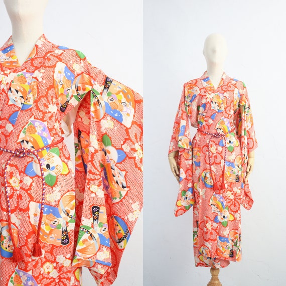 Vintage Japanese Rayon Kimono | Traditional Silk K
