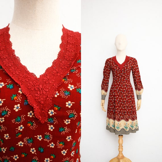 70s Vintage Dress | Gunne Sax Style Dress | Japane