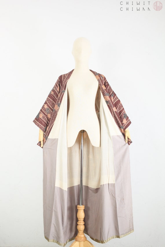 Vintage Japanese Silk Kimono | 1960s Silk Hand Ba… - image 9