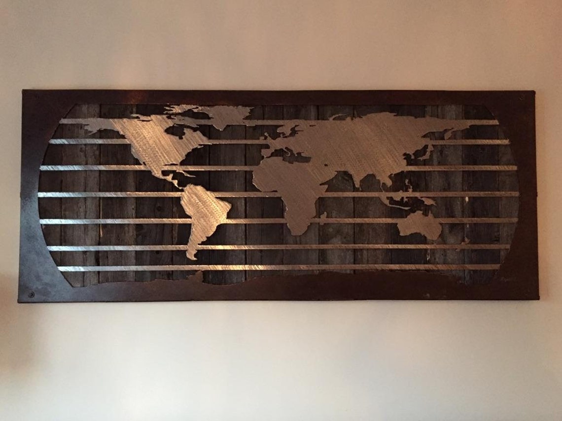 World Map Wall Art Metal World Map Large Metal Wall Art Etsy