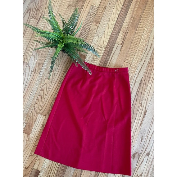 Vintage Koret Red  Front Pleat Knee Length Skirt … - image 2