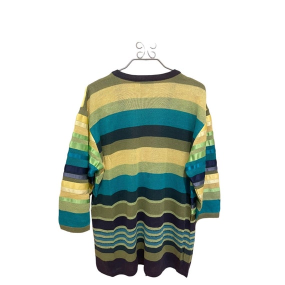 Vtg 90s Dino Valiano Knit Cardigan Sweater Stripe… - image 2