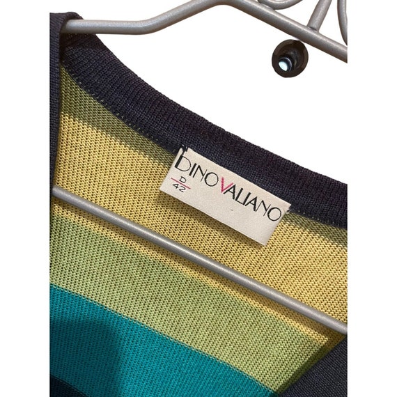 Vtg 90s Dino Valiano Knit Cardigan Sweater Stripe… - image 5