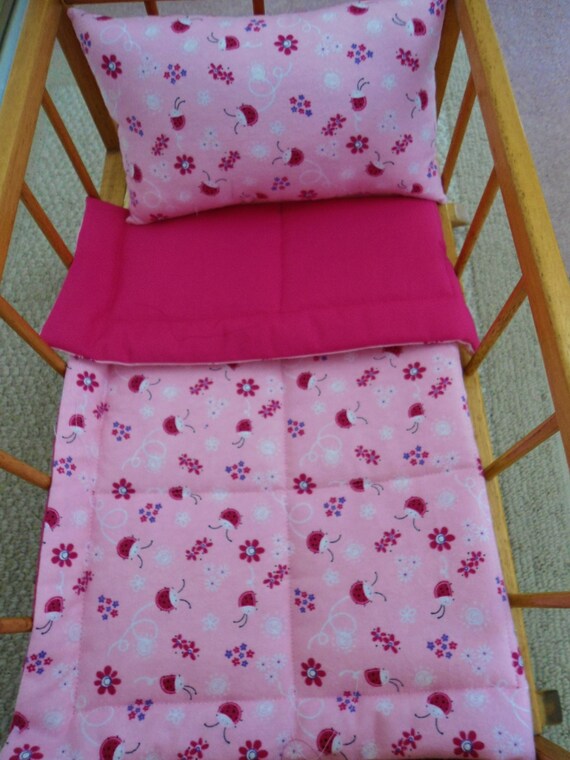 Ladybug Doll Bedding Set Ladybugs And Flowers Flannel Doll Etsy