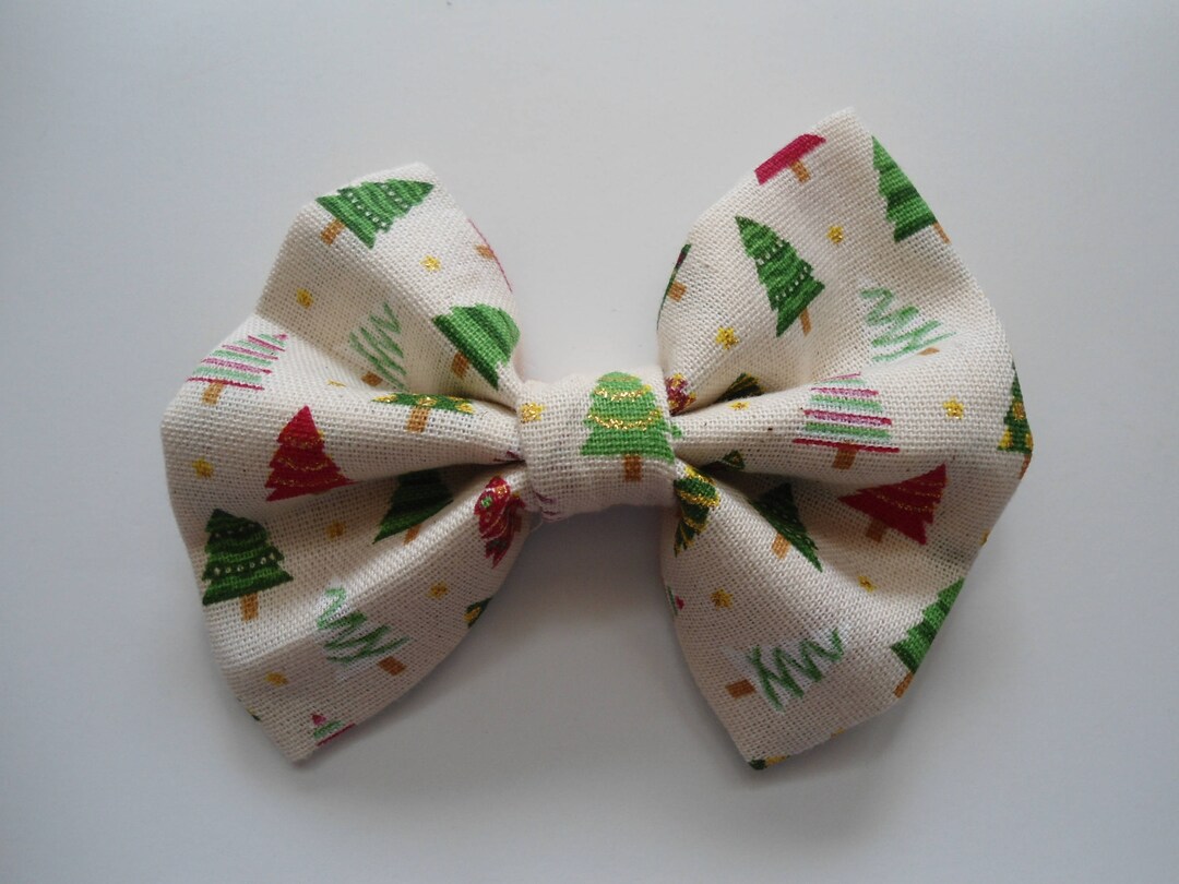 Christmas Tree Hair Bow, Glitter Stars and Trees, Christmas Hair Bow