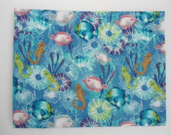 Handmade Sea Life Flannel Pillowcase, 13 x 17