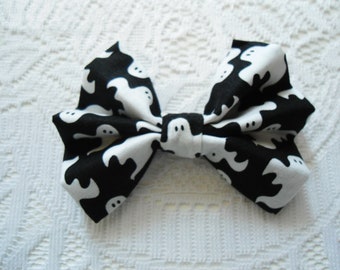 Ghost Hair Bow: Halloween Fabric Hair Clip
