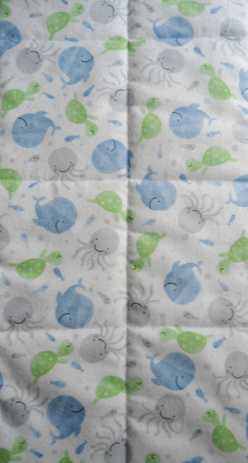Flannel Doll Blanket /& Doll Pillow Set Fish Whales Octopus Turtles Doll Bedding