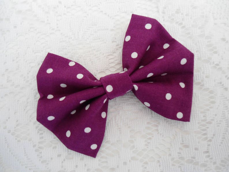 Purple Hair Bow Purple With White Dots Hair Clip Bow Purple Etsy