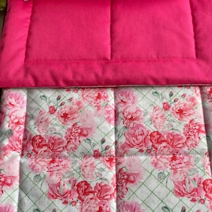 Pink Roses Doll Bedding Set: Handmade Cotton Blanket & Pillow