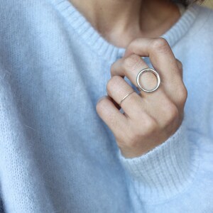 Flat round ring in solid silver, circle ring, large round ring image 4