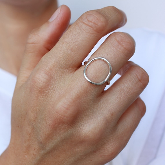 Round Ring in Solid Silver Circle Ring Etsy Australia