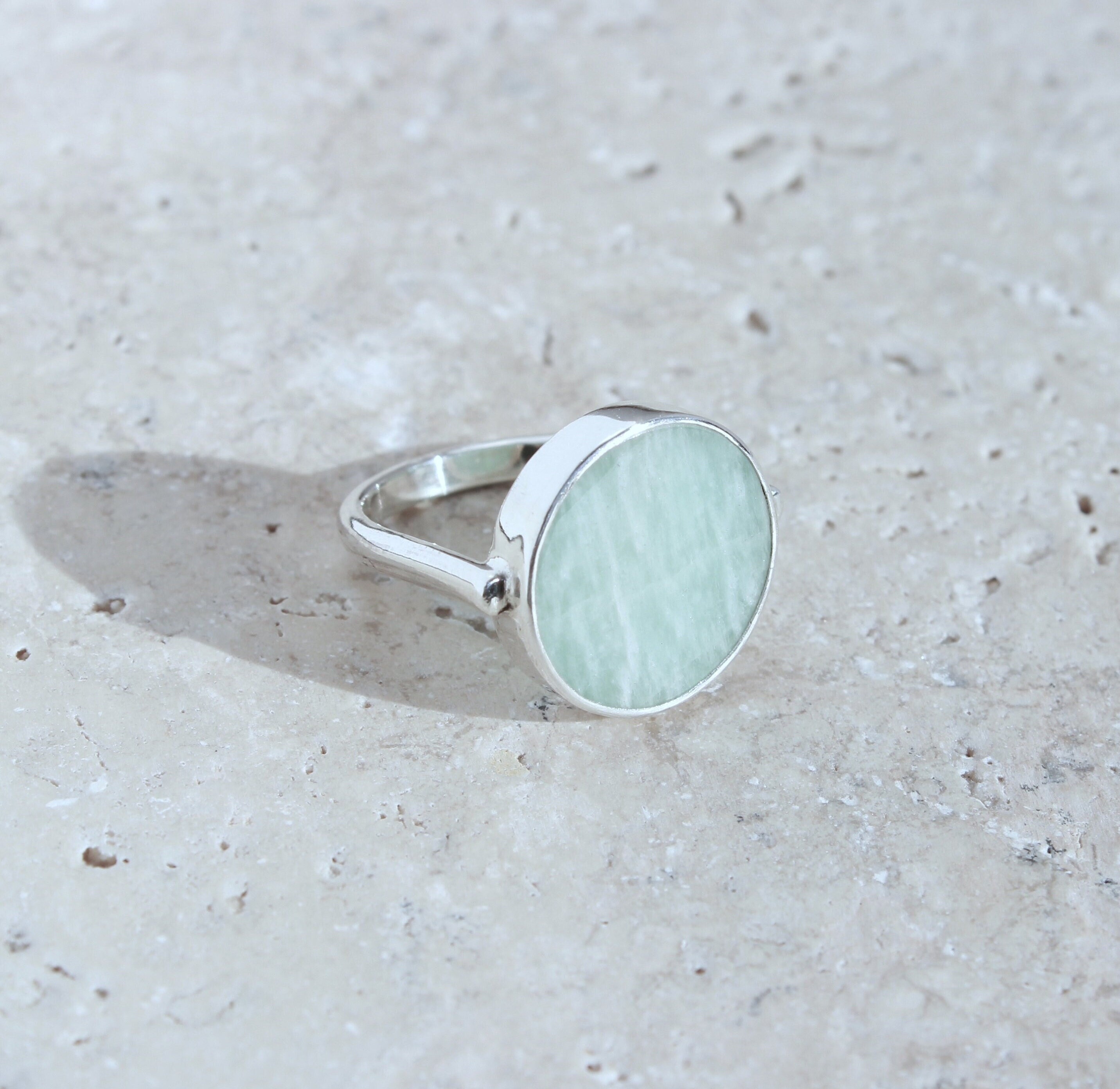 Anello Donna In Pietra Naturale Amazzonite - Perline Tonde Avvolte In Filo Vintage, Regalo San Patrizio