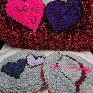 Valentines Punch Needle Embroidery Mug Rug Coasters