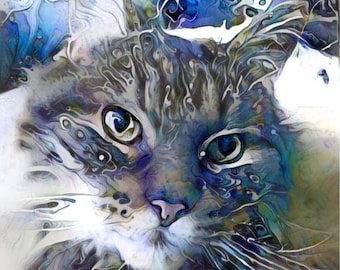ACEO ATC Persian Cat Anzu Schmoo pink animal art cheerful art for your home gift idea for animal lovers