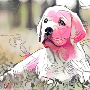 ACEO Just Chillin Lab chiot ATC chiot labrador artcard rose - idée de cadeau pour les amoureux des animaux - art joyeux pour votre maison