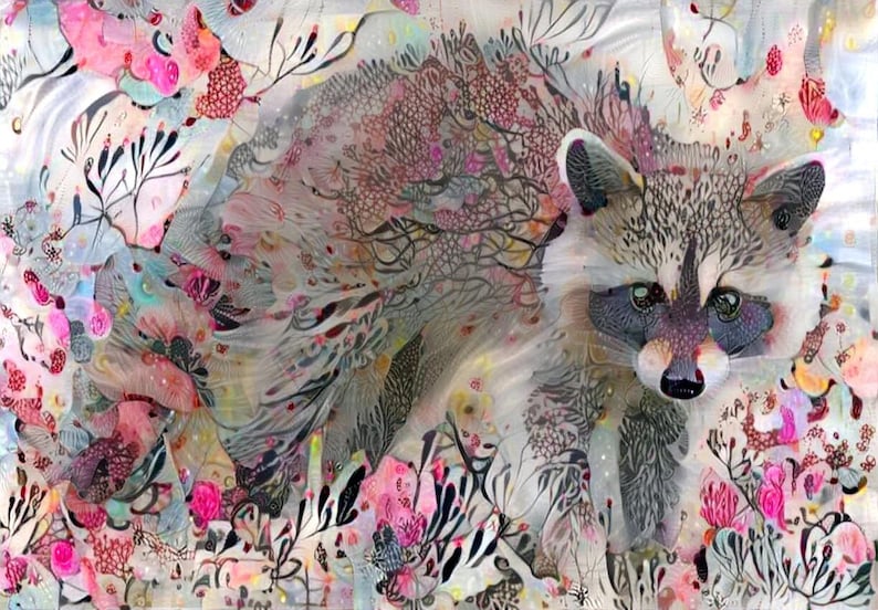 ACEO ATC Raccoon cottage animal art gift idea for animal lovers cheerful wildlife art for your home image 1