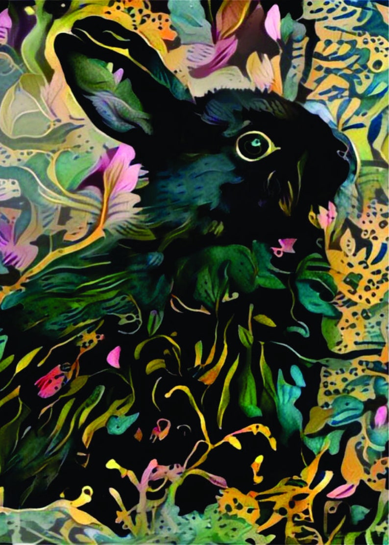 ACEO ATC Bunny Billy colorful art card animal art gift idea for animal lovers cheerful art for your home