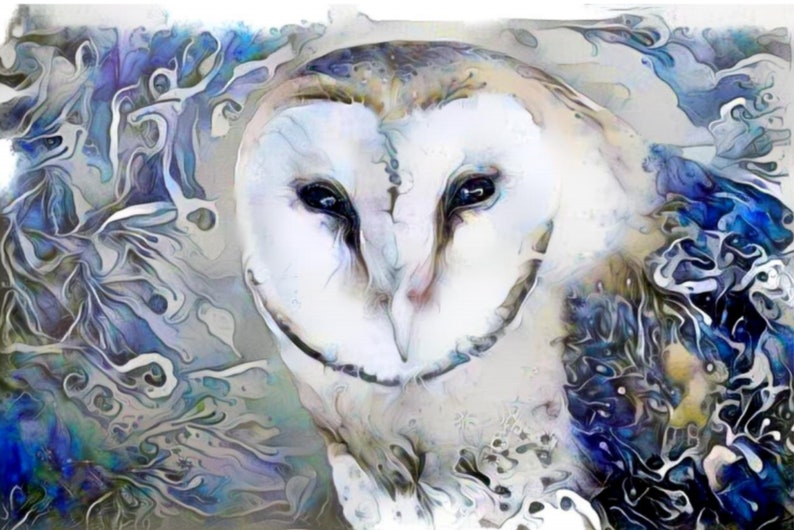 Blue Barn Owl Art Print wildlife art for animal lovers image 1