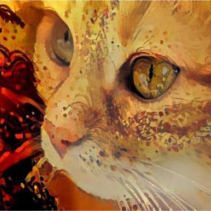 ACEO ATC Charley - Orange Tabby Cat Art Card animal art - idée de cadeau pour les amoureux des animaux - art joyeux pour votre maison