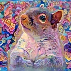 ACEO ATC Eichhörnchen im Garten Hütte Tier kunst - Geschenkidee für Tierliebhaber - fröhliche Tierwelt Kunst für Ihr Zuhause