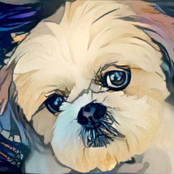 Sasha Rescued Shih Tzu Dog Art Print animal art for animal lovers  - gift idea for animal lovers - cheerful art for your home