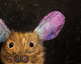 Cosmic "Gravitational Field Mouse" Art Print animal art for animal lovers  - gift idea for animal lovers - cheerful art for your home