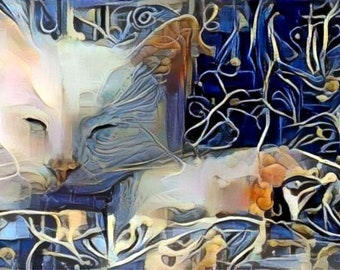 Penelope Cat digital art print animal art for animal lovers  - gift idea for animal lovers - cheerful art for your home
