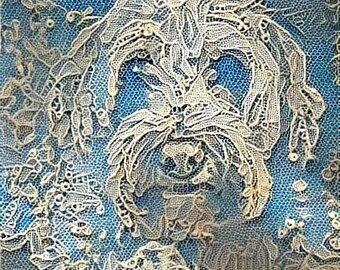 ACEO ATC Sugar Terrier Dog Blue Lace Style Art Card animal art    - gift idea for animal lovers - cheerful art for your home