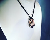 Pink Peruvian Opal Crystal Hemp Necklace, Natural Necklace, Healing Crystals, Stones to Open Chakras, Handmade Necklace