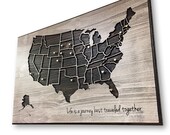 Push Pin Map, Map to Mark Travels, Travel Log, US Map Wall Art, Anniversary Gift, Wedding gift idea, Gift for Husband, Wife, Wedding Shower