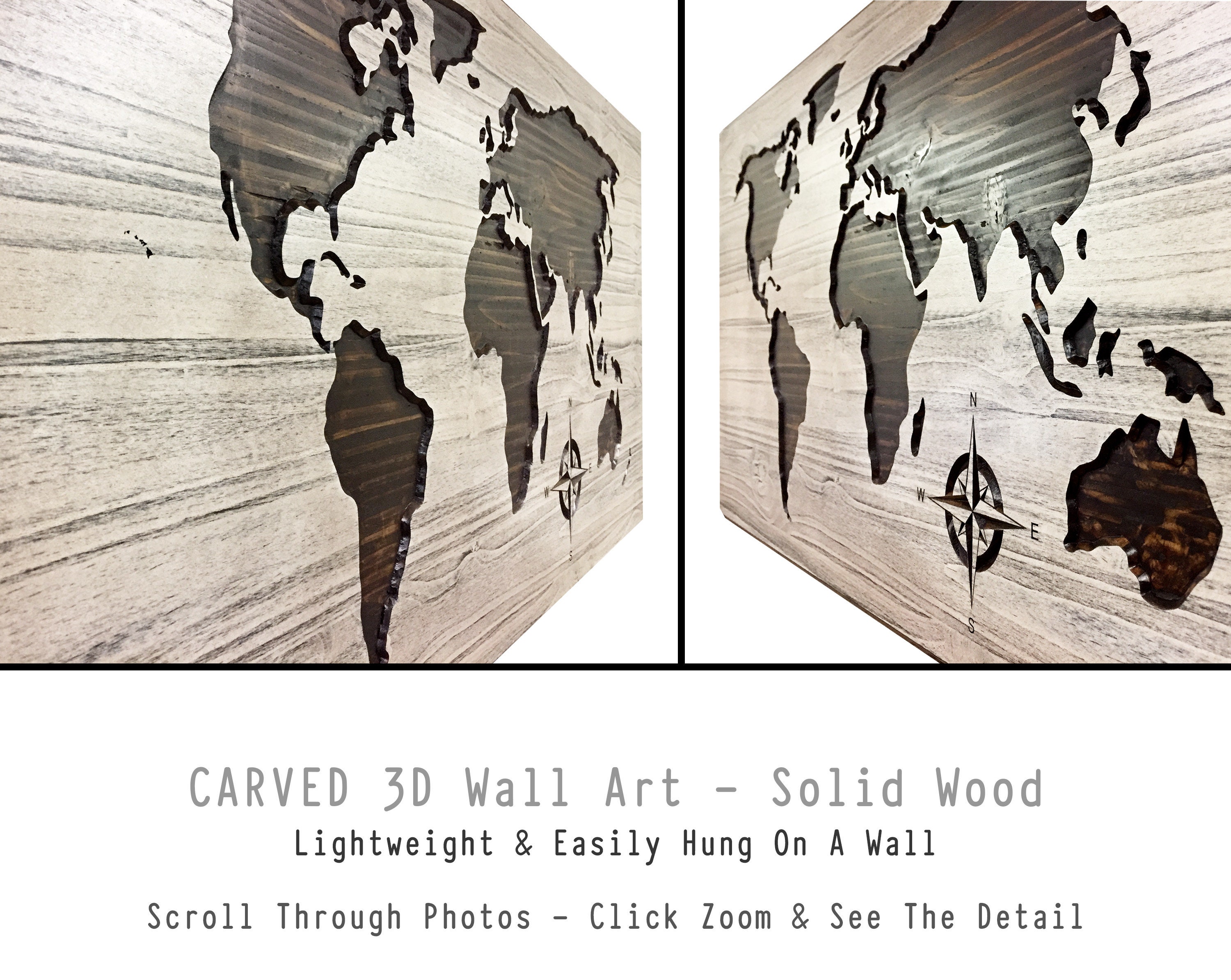 Carved World Map Art Wood Wall Art Wooden Map Solid Wood Etsy